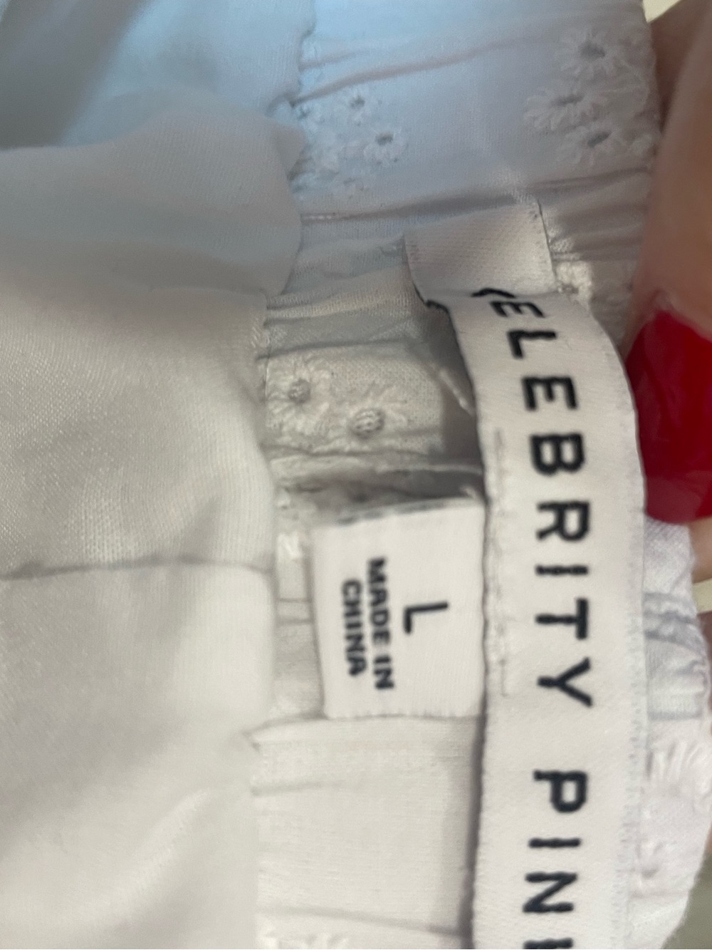 Celebrity Pink White Eyelet Lounge Shorts with Lace Trim - Picture 3 of 3